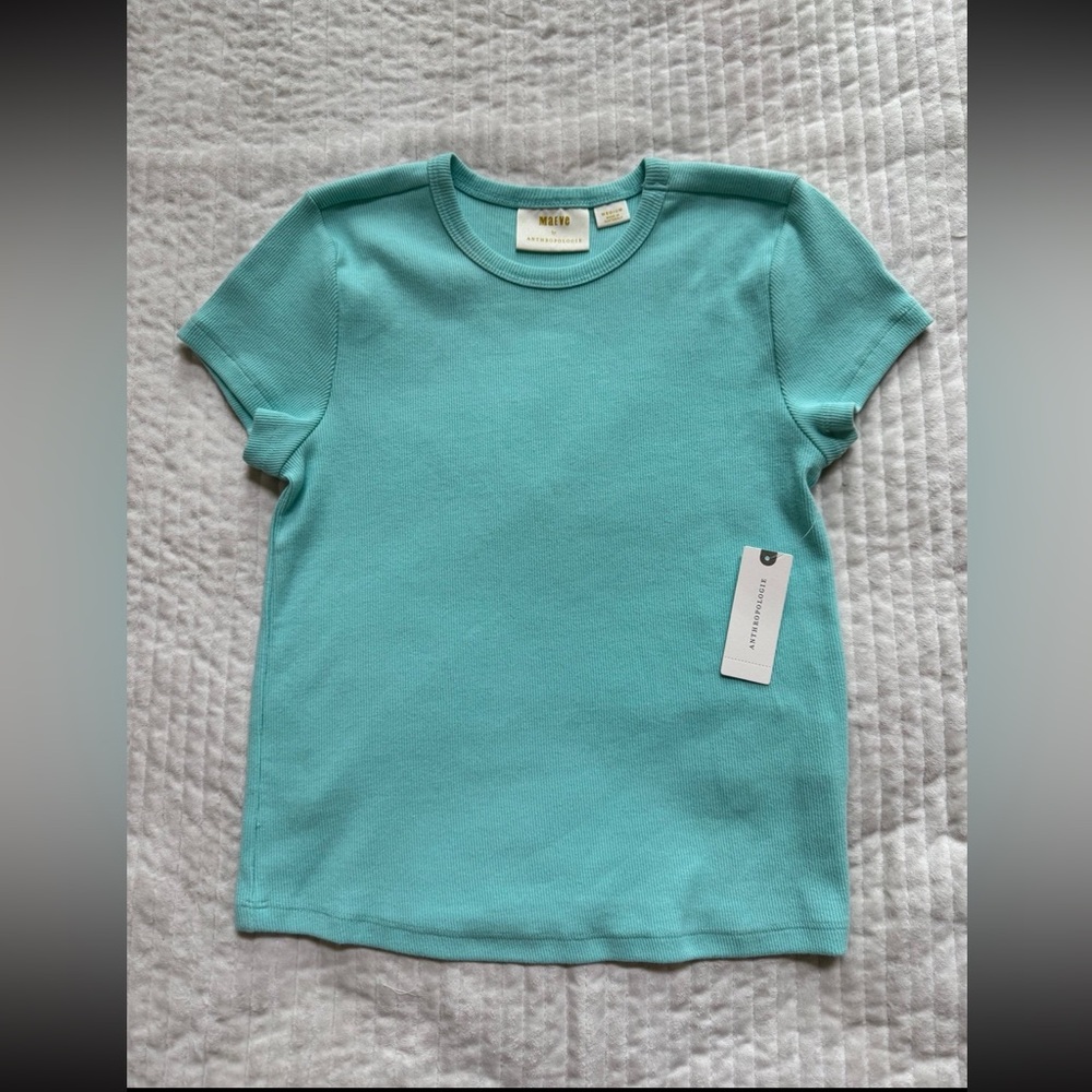 NWT Anthropologie Maeve Ribbed Baby Tee Top size M